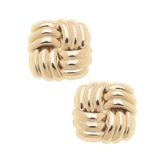 Desi Sculpted Cable Stud Earrings in Shiny Gold