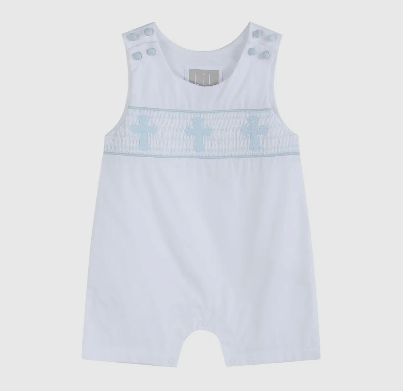 Blue Crosses Smocked Shortall