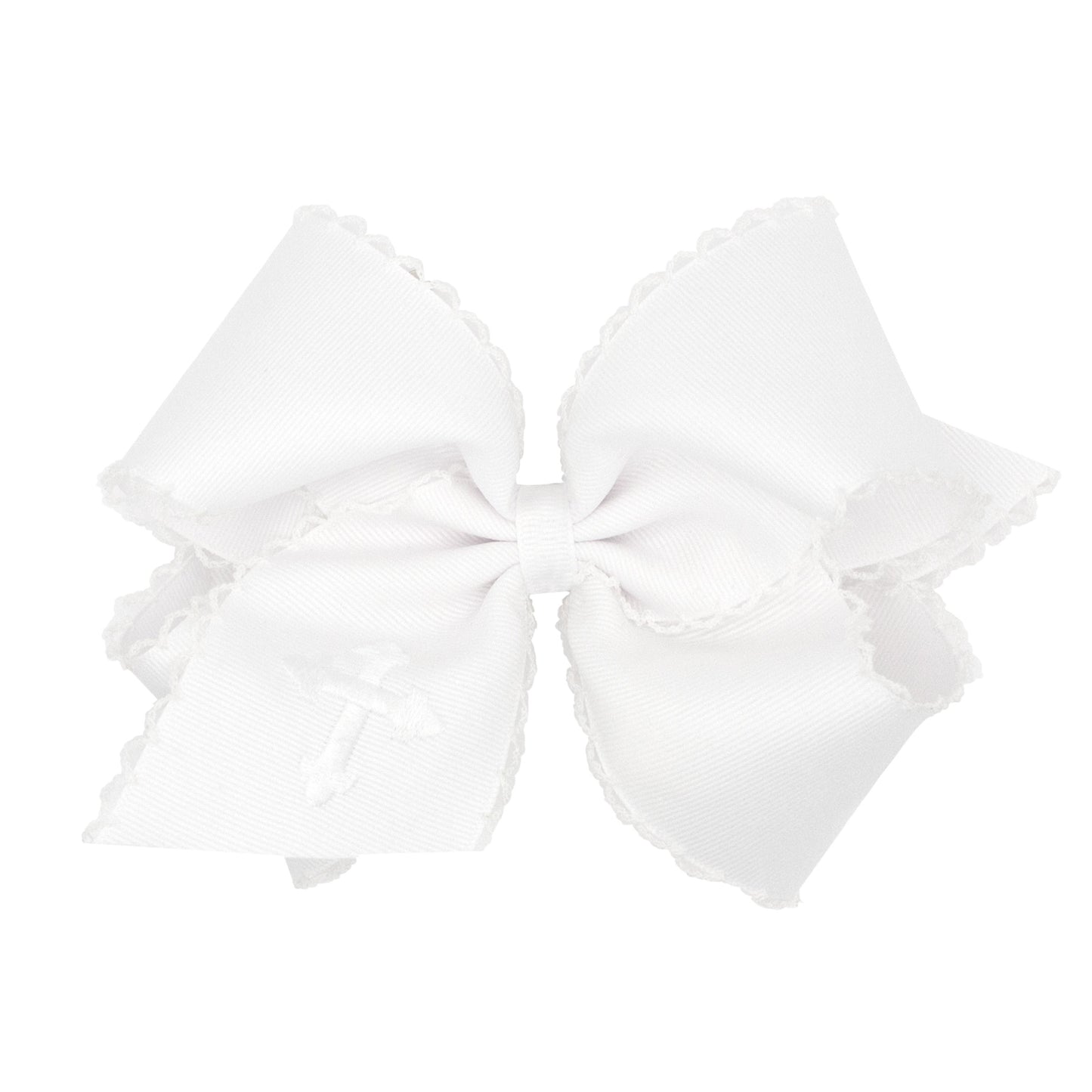 King Grosgrain Hair Bow with Moonstitch Edge and Embroidery - Spring