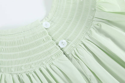 Honeydew Green Bunny Smocked Bishop Dress