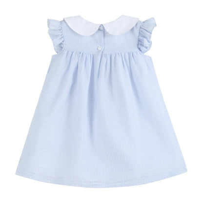 Light Blue Easter Bunny Ruffle Yoke Dress