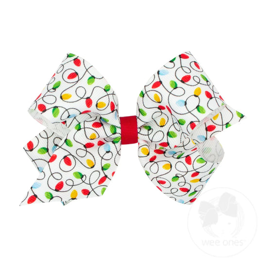 Christmas Print Grosgrain Bow - Medium