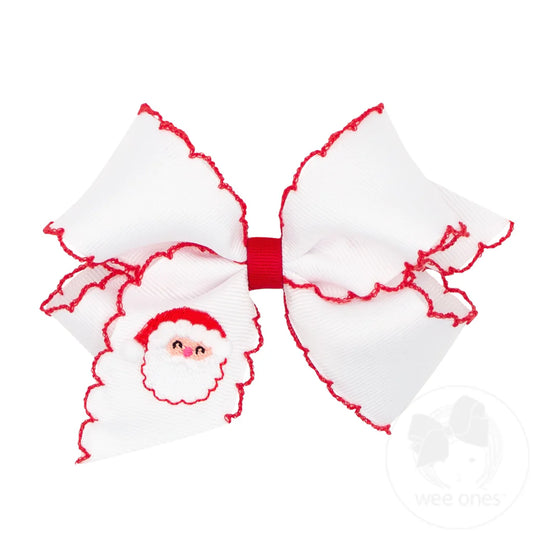 Christmas Embroidered Grosgrain Bow - Medium