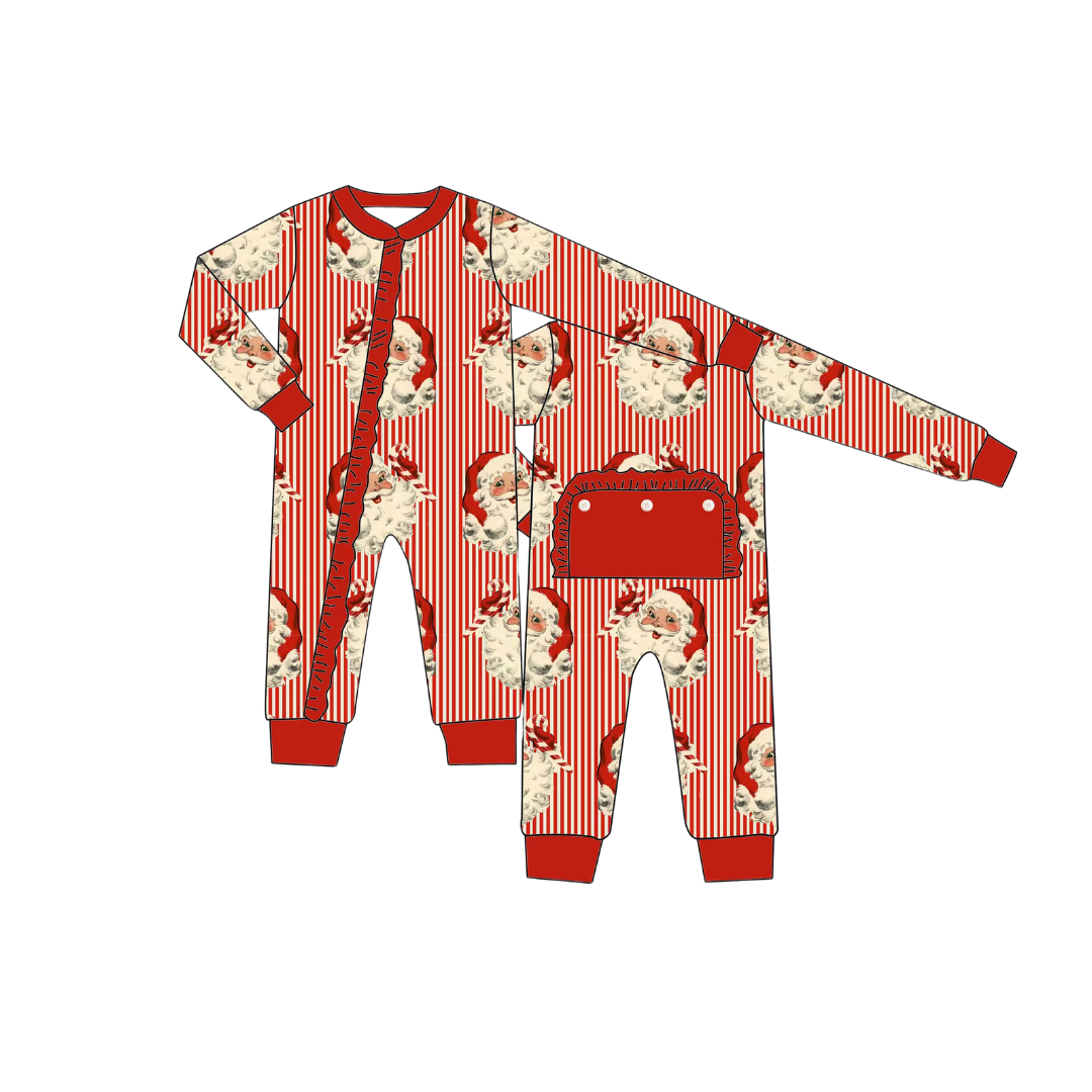 Red Vintage Santa - Ruffle Zippy