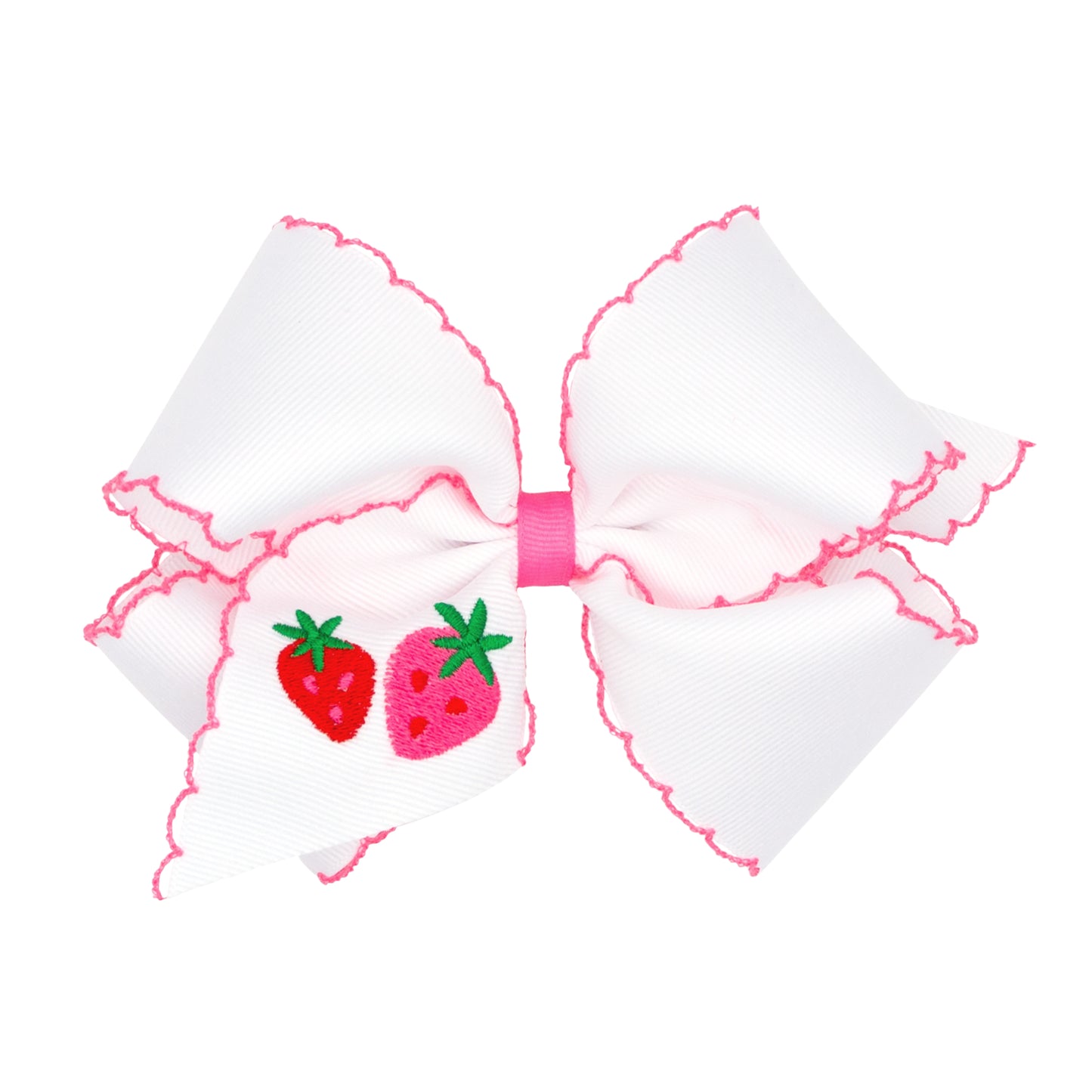 King Grosgrain Hair Bow with Moonstitch Edge and Embroidery - Spring