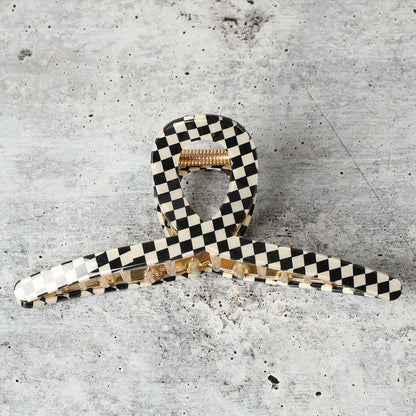 Dainty Checkered Pattern Thin Hair Claw Clip