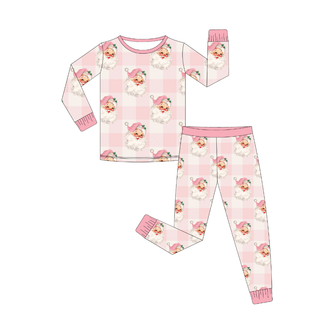 Pink Vintage Santa - 2 Piece Set