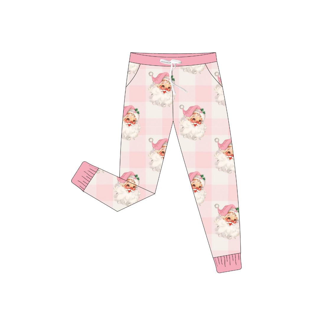 Pink Vintage Santa - Adult Joggers