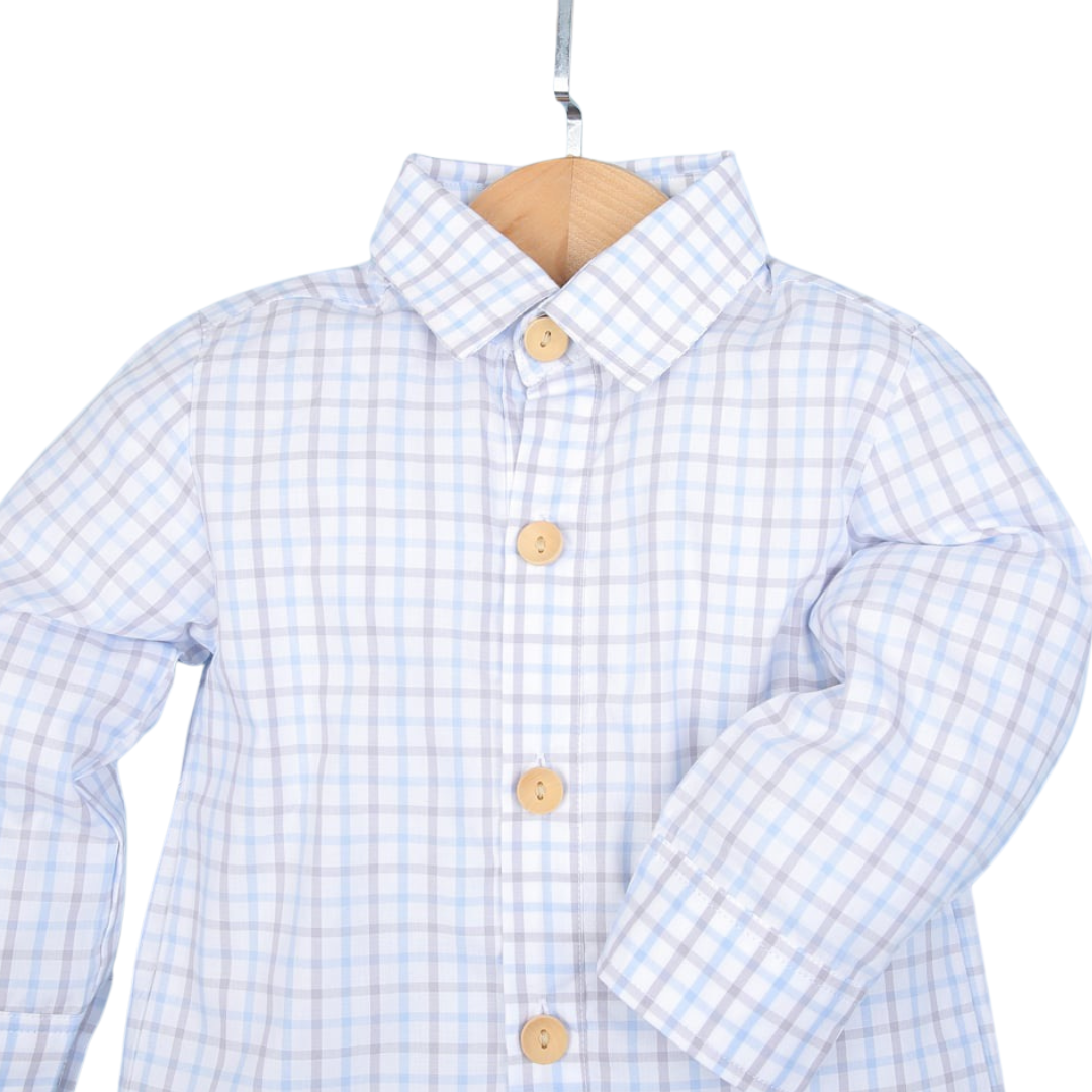 Sunday Best Dress Shirt - Lowcountry Linen/Carolina Blue Windowpane