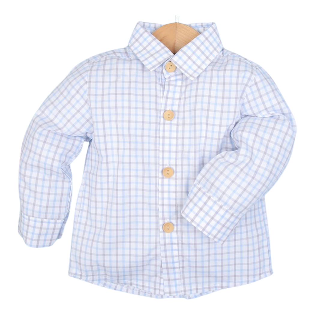 Sunday Best Dress Shirt - Lowcountry Linen/Carolina Blue Windowpane