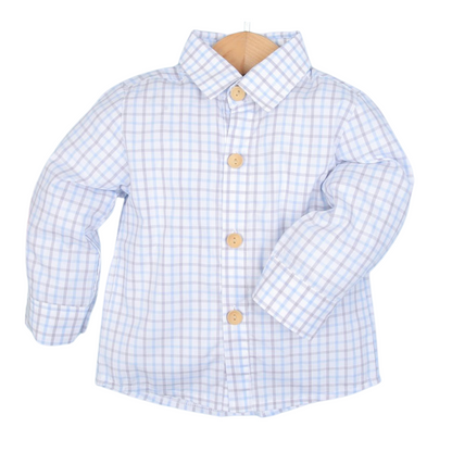 Sunday Best Dress Shirt - Lowcountry Linen/Carolina Blue Windowpane