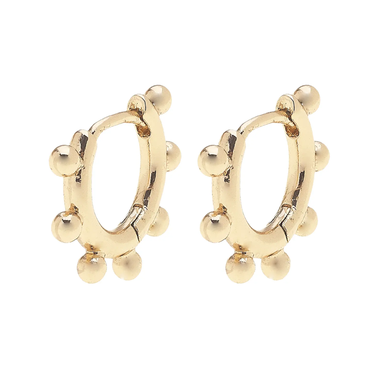 Blakely Studded Mini Huggie Hoop Earrings in Shiny Gold