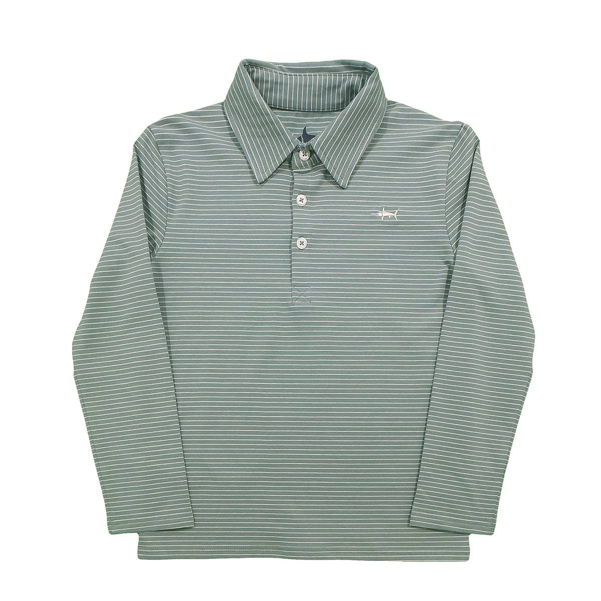 Banks Boys Performance LS Polo shirt - Aqua/White Stripe