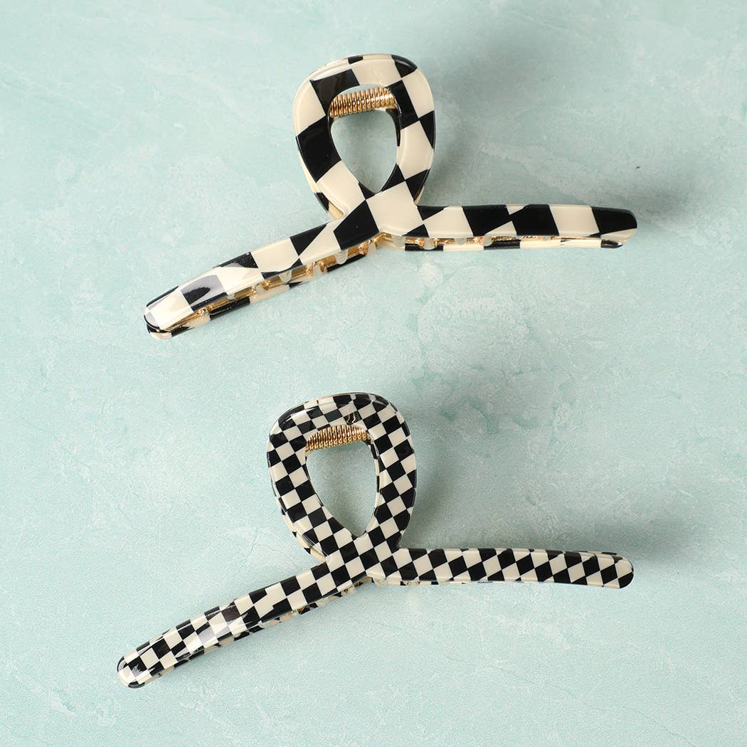 Dainty Checkered Pattern Thin Hair Claw Clip