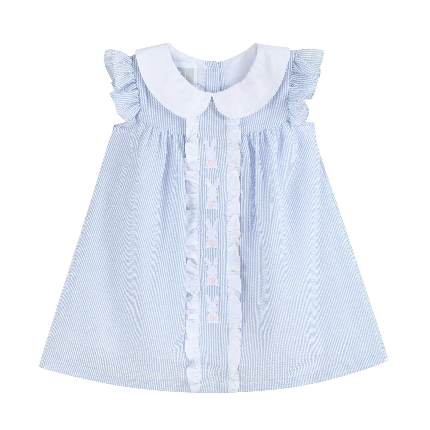 Light Blue Easter Bunny Ruffle Yoke Dress