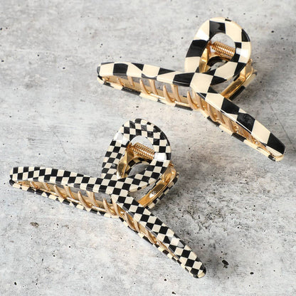 Dainty Checkered Pattern Thin Hair Claw Clip