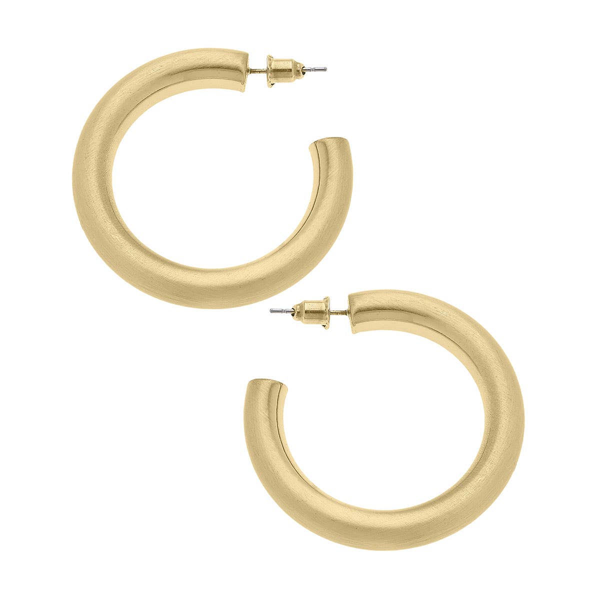 Arabella Hoop Earrings: Satin Silver