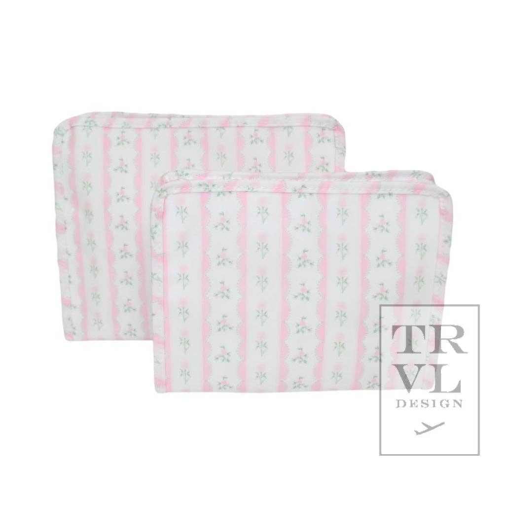 Roadie Medium - Ribbon Floral Pink Zip Pouch