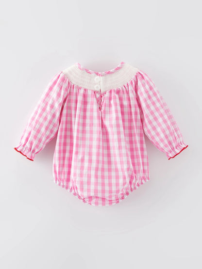 Hearts & Bows Gingham Smocked Bubble