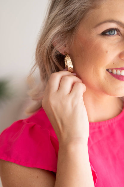 Gold Laura Hammered Hoop Earrings