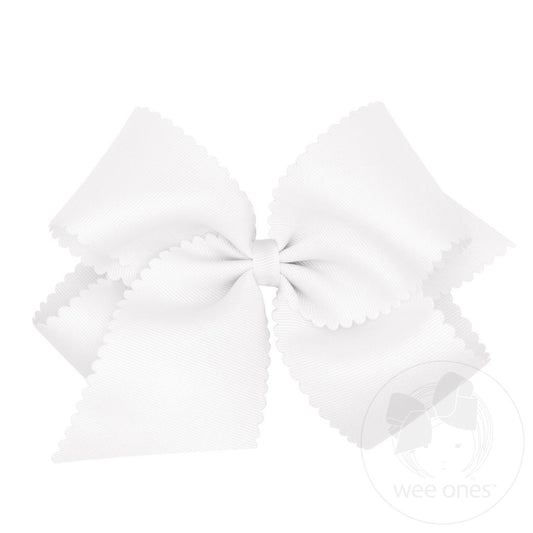 King Grosgrain Hair Bow Scalloped Edge