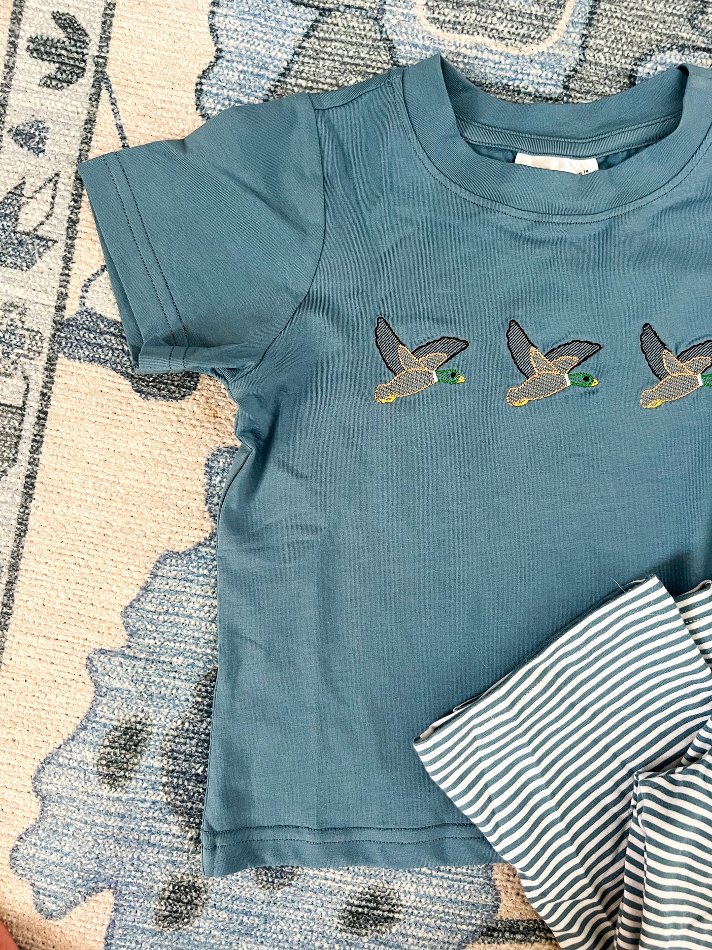 Embroidered Mallard Boys Set - Blue