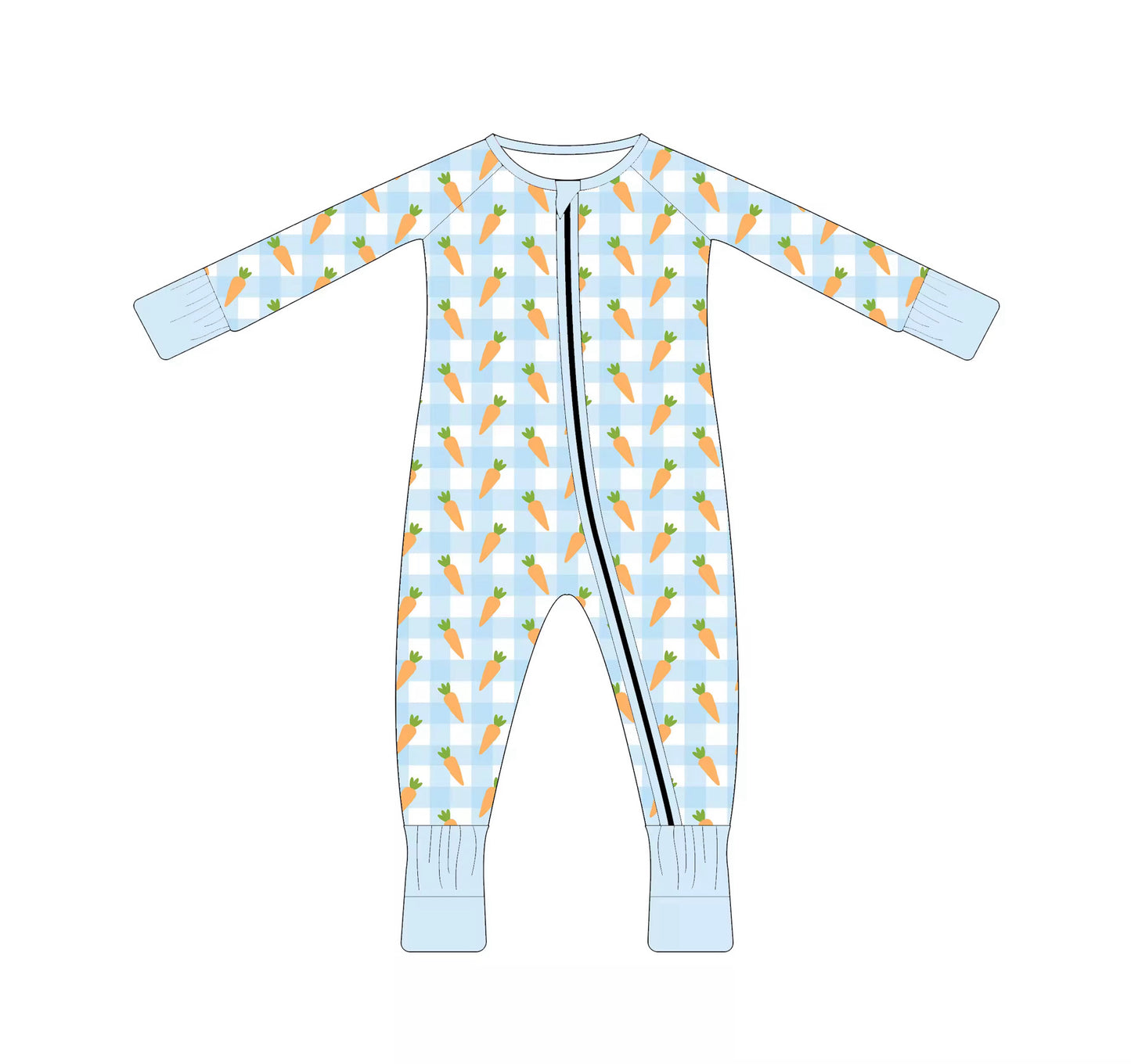 Gingham Carrots Zippy - Blue