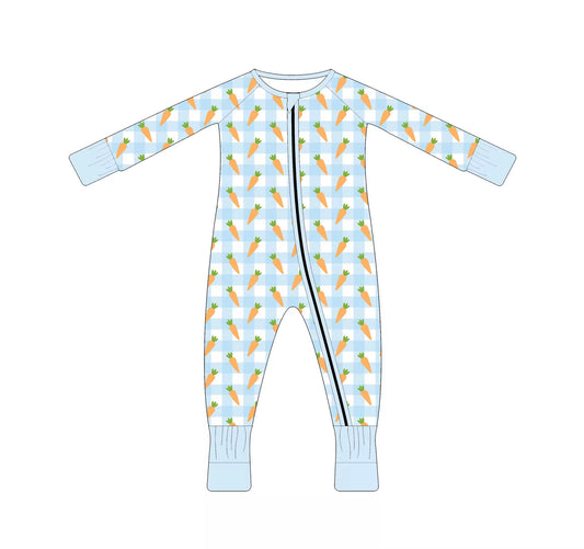 Gingham Carrots Zippy - Blue