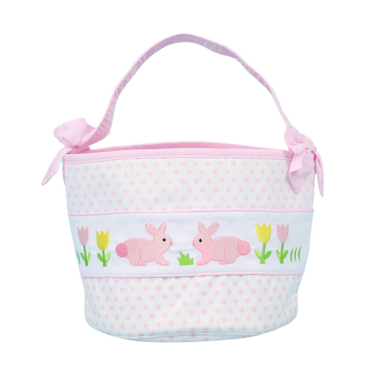 Pink Dot Embroidered Easter Basket