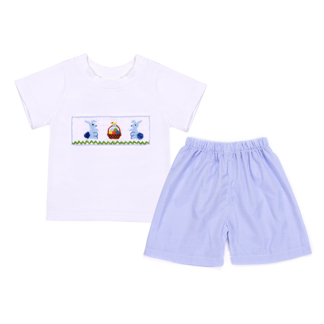 Blue Bunny Smocked Shorts Set