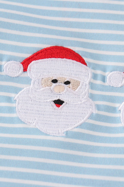 Blue christmas santa emboidery boy set