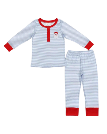 Santa Appliqué Blue Stripe Set