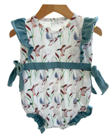 Girls Mallard Flutter Sleeve Romper