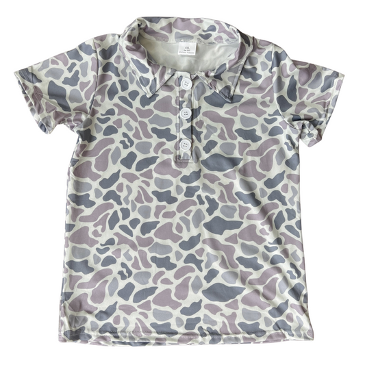 Boys Camo Short Sleeve Polo