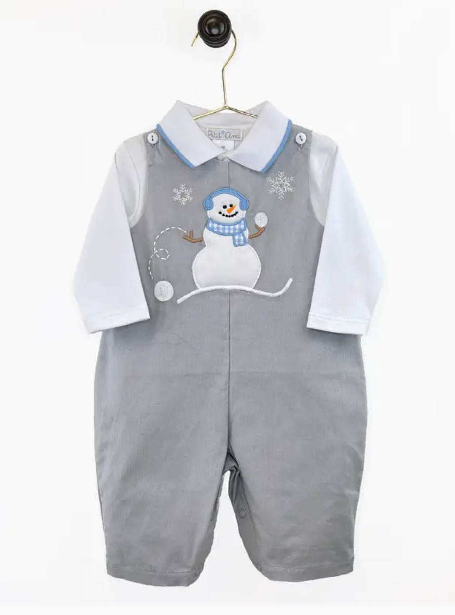 Snowman Appliqué Corduroy Longall