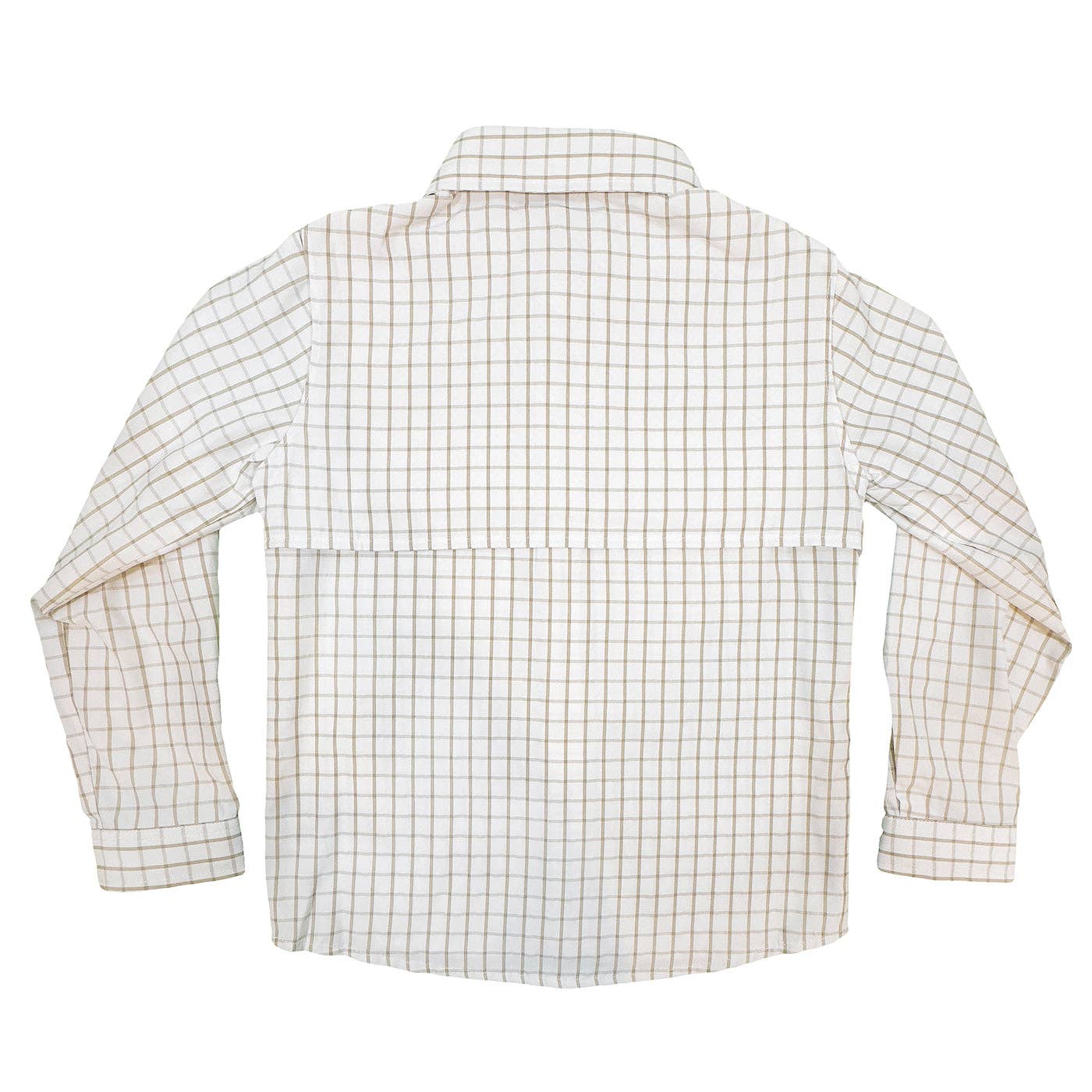 Flagler Boys Fishing Shirt - White/Khaki Plaid