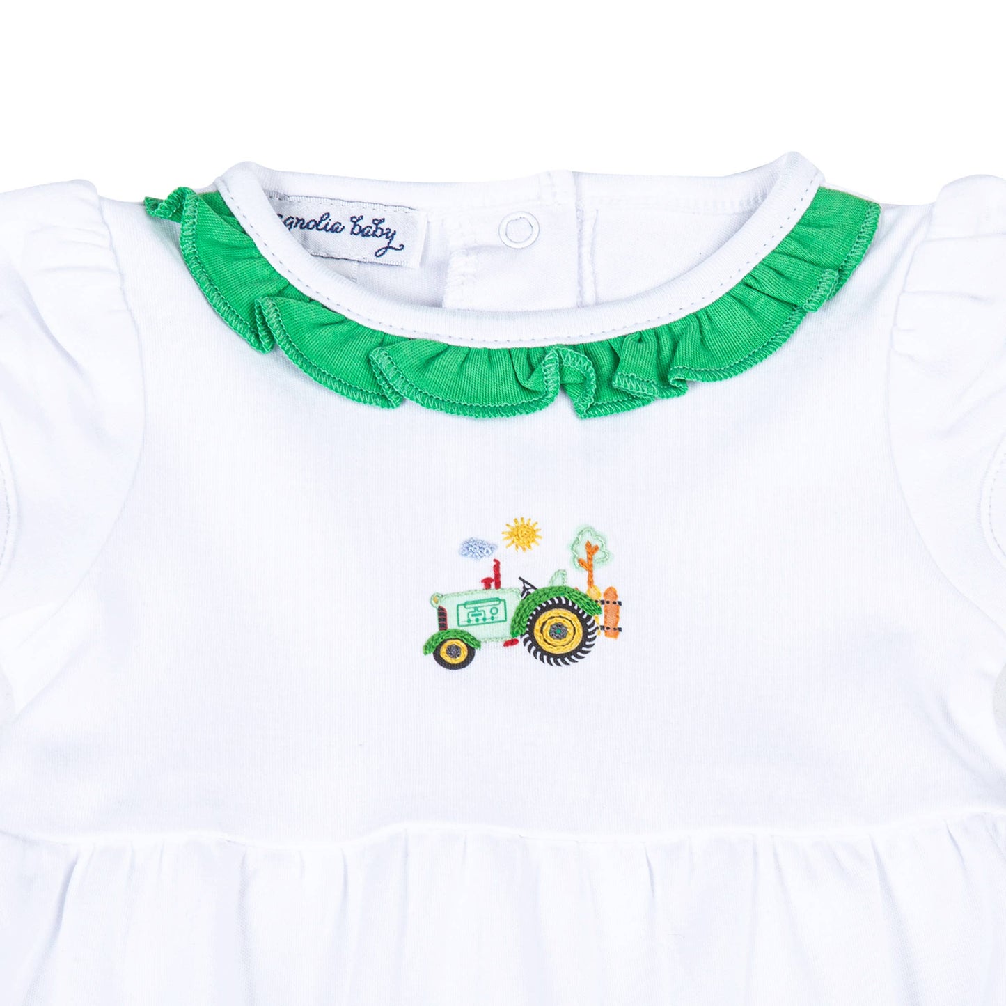 Girl's Tractor Time Embroidered Bubble