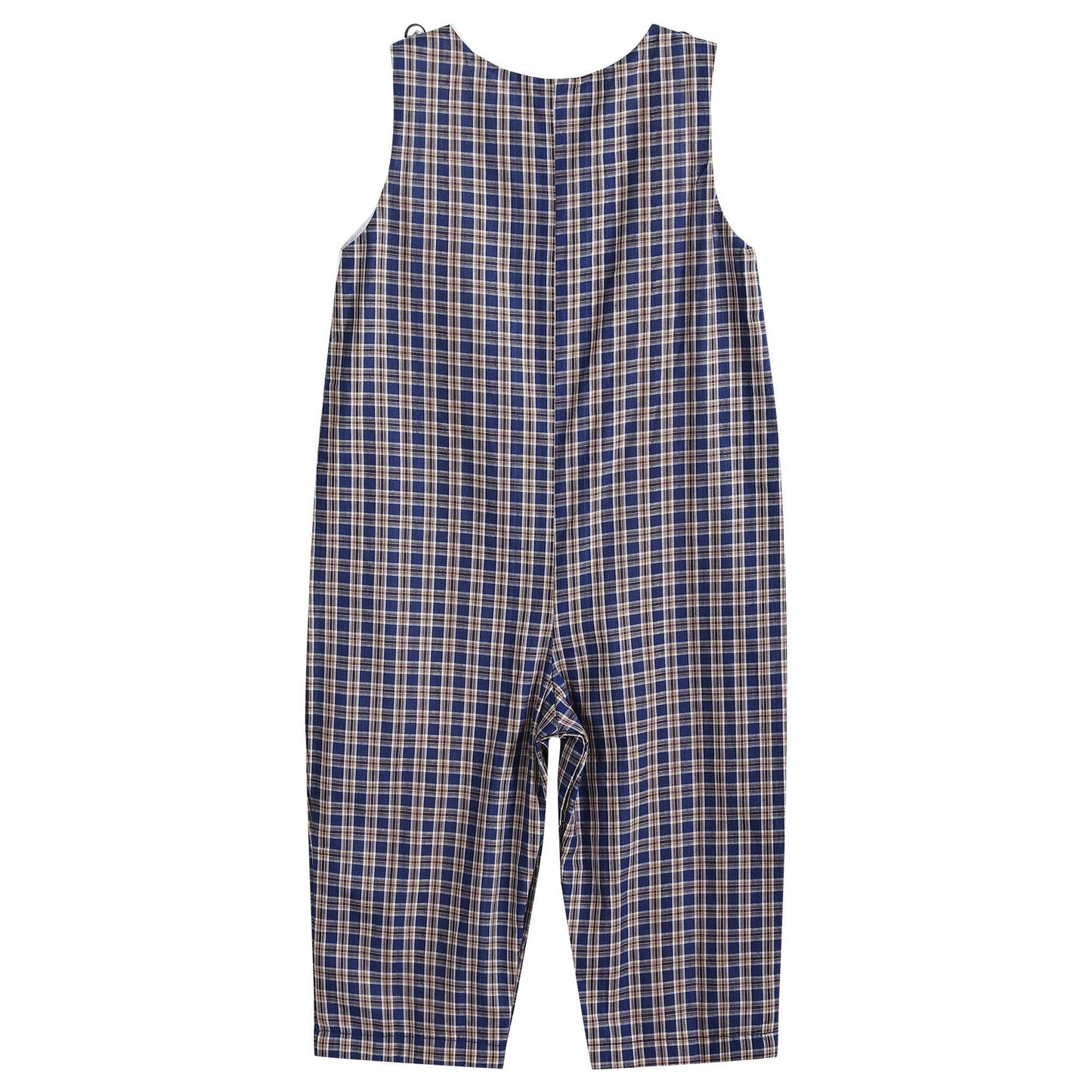 Blue Plaid Mallard Smocked Overalls