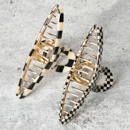 Dainty Checkered Pattern Thin Hair Claw Clip