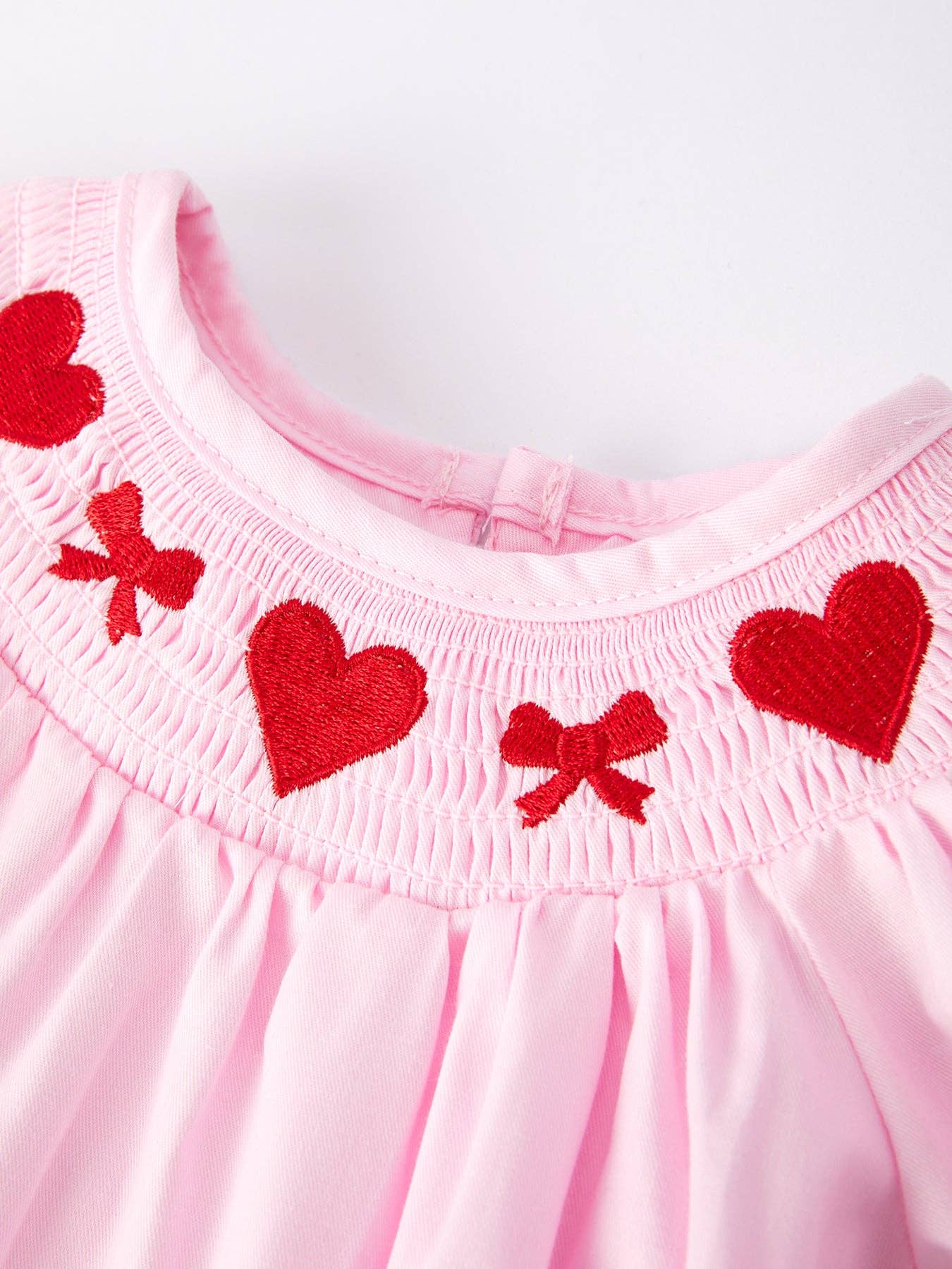 Red Hearts & Bows Smocked Bubble