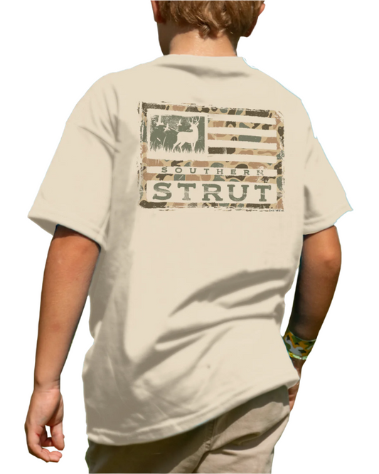 Youth Camo Deer Flag Tee