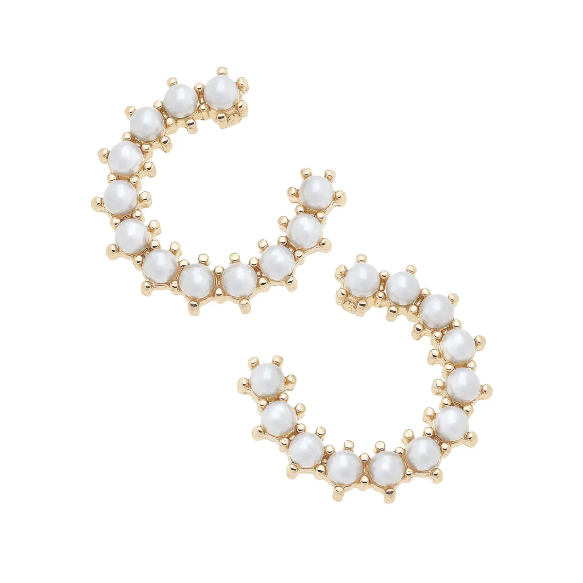 Helena Pearl-Studded Horseshoe Earrings in Ivory