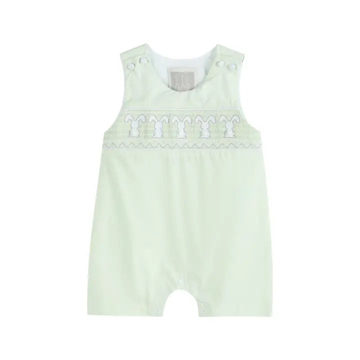 Honeydew Green Bunny Smocked Shortall