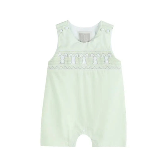 Honeydew Green Bunny Smocked Shortall