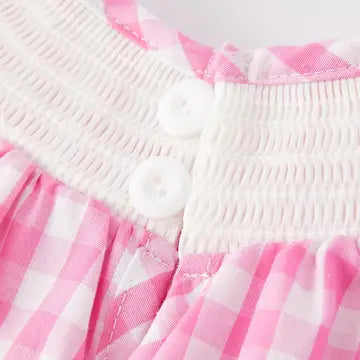 Hearts & Bows Gingham Smocked Bubble