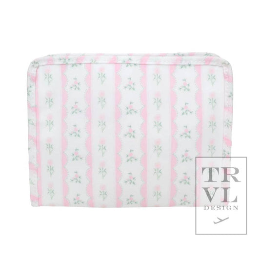 Roadie Medium - Ribbon Floral Pink Zip Pouch