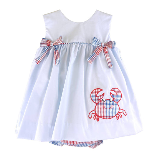 Sun Dress with Crab Applique and Bows