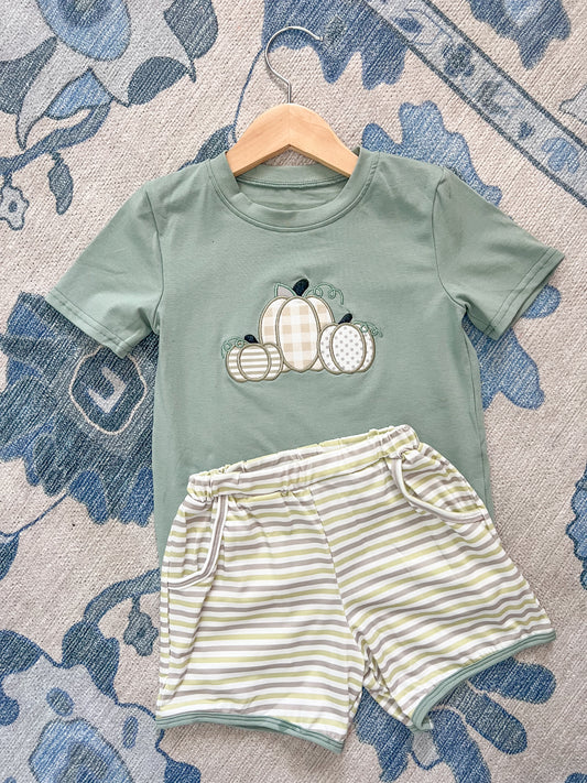 Boys Embroidered Pumpkin Set