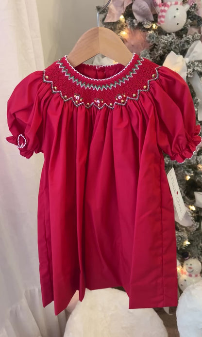 Holiday Bishop Smocked Dress